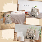 Yuntau 5 Pcs Rustic Farmhouse Table Decor Stacked Wooden Block Sign - Image 6