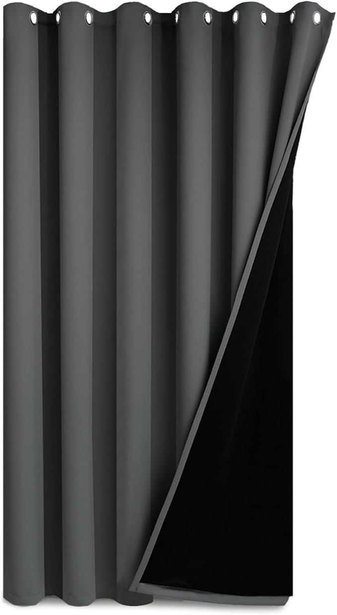 Yakamok Dark Grey Blackout Patio Door Curtain Panels W100 x L108, 1 Panel | by Yakamok