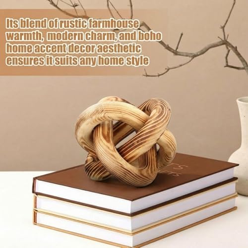 Yalikop 3 Link Wood Knot Decor Rustic Table Shelf Accents, Burnt - Image 4