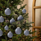 Velvet Christmas Ball Ornaments - 30pcs Flocked Christmas Ornaments Set Shatterproof Classic Hanging Xmas Tree Decorations with Rope for Wreath Holiday Home Decor (Grey) - Image 5