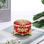 Hipiwe Small Vintage Jewelry Box Trinket Organizer Engraved Rose Pattern - Image 5