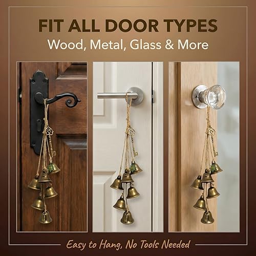 Witch Bells for Door Knob for Protection, 2 Pack Handmade Witch Bells 13.5 & 12.2 Inch with Brass Bells and Spell Jars, Vintage Boho Witchy Decor Witchcraft Supplies Wiccan Gifts for Home Wall Door - Image 6