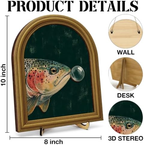 Whimsical Trout Bubble Wall Art Sign Funky Moody Table Decor - Image 2