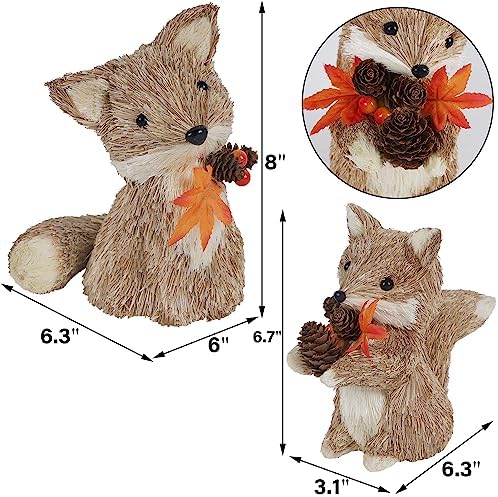 winemana Fall Decor Set of 2 Sisal Fox, Thanksgiving Decorations for Home - Image 3