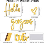 Blulu Hello Gorgeous Sign Wall Decor Wooden Words Minimalist Art, Gold - Image 2