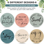Queekay House Warming Gifts New Home Farmhouse Coasters Set of 6, Peach - Image 4