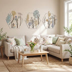 Peryiter 3Pcs Metal Flower Wall Decor Minimalist Floral Hanging, Beige Gold by Peryiter
