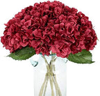 6Pcs 18" Burgundy Red Silk Hydrangea Artificial Flowers by Blooming+Paradise