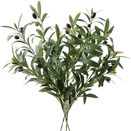 Leftover 3PCS 23.6Inch Faux Olive Branches for Vase,Artificial Olive Tree Branches,Fake Plants,Greenery Stems,Eucalyptus Stems,Green Leaves for Centerpieces Decoration,Home Decor,Coffee Table Decor by LEFTOVER