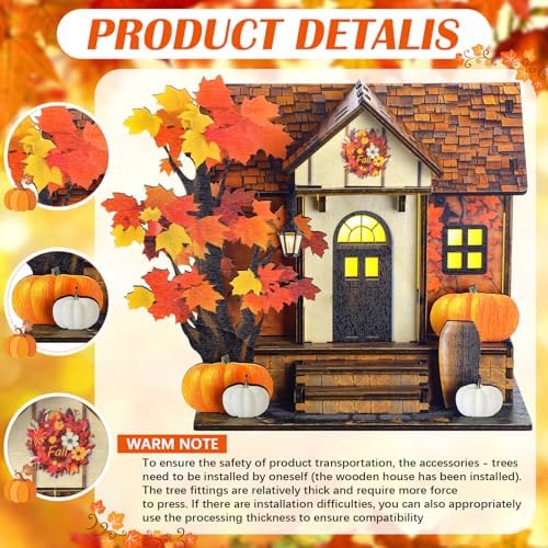 GlikCeil Fall Vintage Light up Pumpkins Cottage Halloween Decor Figurine - Image 3