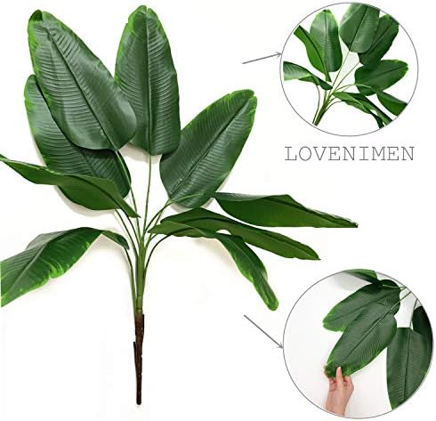 Artificial Banana Tree Plants Imitation Bird of Paradise Plant Faux Tropical Greenery Leaves Bush Fake Large Leaf for Indoor Outdoor Home Kitchen Party Flowers Arrangement Wedding Decorations 2 Pack - Image 4