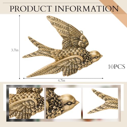 10 Piece Vintage Swallow Wall Decor, 4.7 Inch 3D Resin Bird Sculptures - Image 2