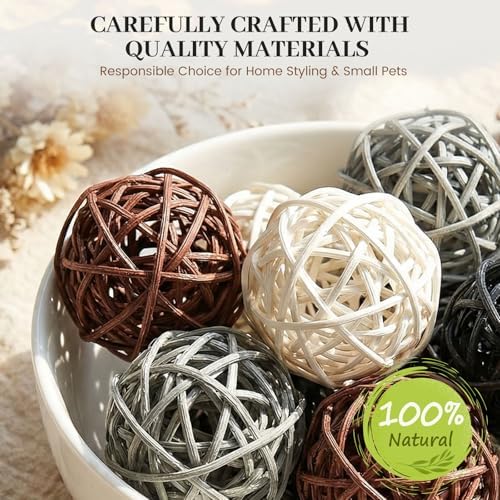 DomeStar 24PCS Brown Decorative Balls for Bowl Centerpiece, 2 Inch Rattan - Image 6