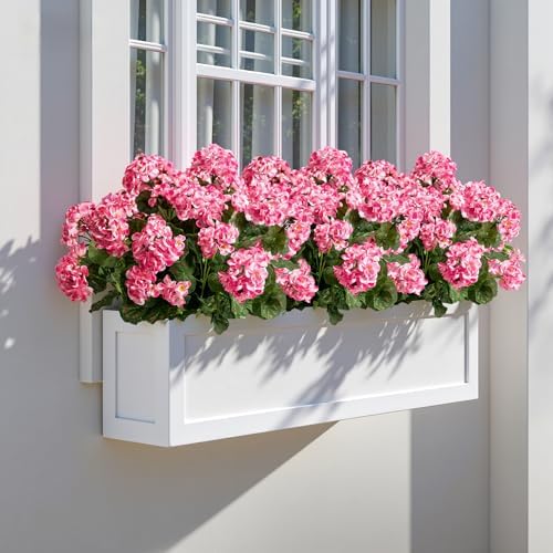 Artificial Geranium Flowers for Outdoors 19.6" Geraniums Artificial Flowers Realistic Faux Geraniums for Outdoor Planters Silk Geranium Indoor Fake Flowers Porch Home Garden Decor No Vase(4PCS，Pink) - Image 6