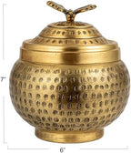 Creative Co-Op Round Hammered Metal Container with Butterfly Finial, Brass Finish - Image 2