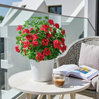Artificial Geraniums for Outdoors, 8 Stems 17.7 Inch Red Faux Geranium Bush Fake Flowers UV Resistant Fall Porch Patio Garden Planter Window Box Indoor Decor, Pot Not Included - Image 4