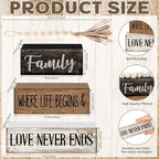Yuntau 4 Pcs Farmhouse Tabletop Decor Wood Stacked Sign Blocks Family - Image 5