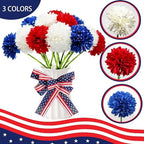 Tinsow 12PCS Patriotic Artificial Flower Memorial Faux Bouquet 4th of July - Image 2