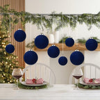 46Pcs Velvet Christmas Ball Ornaments Set - Flocked Shatterproof Christmas Tree Decorations Classic Hanging Ornaments with Rope for Xmas Wreath Holiday Home Decor (Multi-Size, Blue) - Image 7