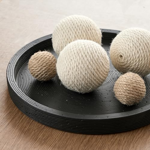 Vanselia Decorative Table Tray Round Trays Home Decor Cement (11.8" Black) - Image 7