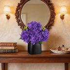 Briful Faux Purple Hydrangea Arrangement, Matte Black Vase Centerpiece - Image 7
