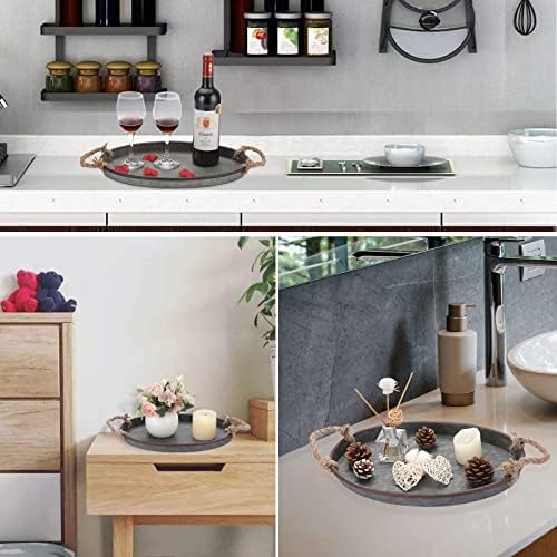 Hipiwe Galvanized Metal Iron Tray Industrial Farmhouse Decor Serving Trays - Image 2