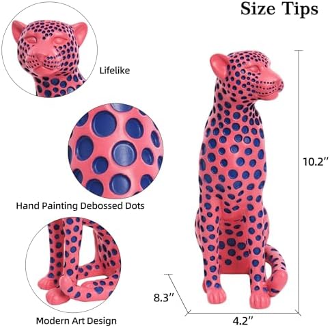 Quoowiit Statues for Home Decor, Modern Sculptures and Statues Decorations for Living Room, Bedroom, Table, Bookshelf, White Resin Leopard Art Decorative Sculpture with Black Polka Dots Design - Image 6