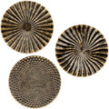 Briful 12" Wall Décor Pack of 3 Metal Gold & Black Washed Starbursts Radial Plate Wall Art Modern Accent Hanging Wall Decorations For Home Office Bedroom Or Living Room Wall Sculptures by Briful