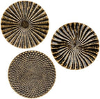 Briful 12" Wall Décor Pack of 3 Metal Gold & Black Washed Starbursts Radial Plate Wall Art Modern Accent Hanging Wall Decorations For Home Office Bedroom Or Living Room Wall Sculptures by Briful