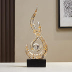 Modern Abstract Art Table Decoration,Resin Flame Statue Modern Centerpiece Ornaments for Living Room Great Gift Idea Home Decor,Collectibles (White+Gold) - Image 2