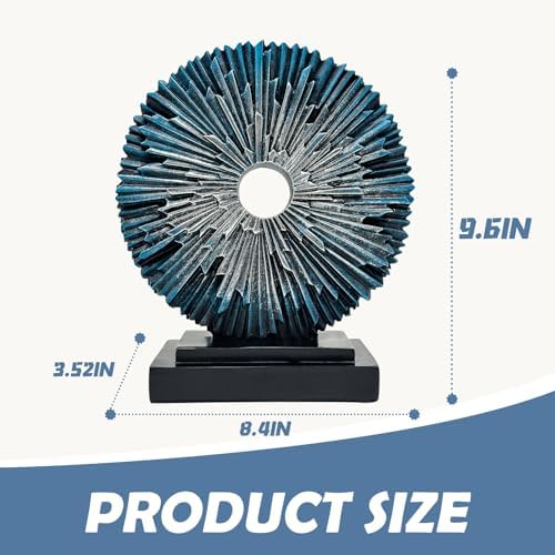 Round Statue for Home Decor, Abstract Office Desk Sculpture for Men, Blue - Image 5