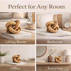 Wood Knot Chain Link Decor - 3 Link Boho Wooden Hand Carved Decorative Wooden Links Knots for Coffee Table Entryway Modern Farmhouse Shelf Decoration (Burn Color) - Image 4