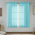 Aqua Sheer Curtains 54 Inches Long 2 Panels by OVZME