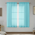 Aqua Sheer Curtains 54 Inches Long 2 Panels by OVZME