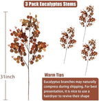 3PCS Fall Stems for Vases, Faux Eucalyptus Stems, Orange Brown - Image 4