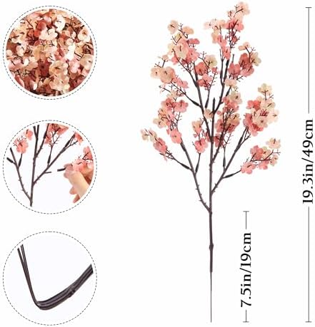 SITUMEIZI 6Pcs Brown Artificial Baby's Breath Flowers 19.3 Inch Silk Gypsophila Bundles Real Touch Fake Flowers for Wedding, Home Decor, DIY Floral Arrangement Fall Table Centerpieces - Image 4