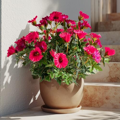 Rose Red Artificial Morning Glory Flowers for Outdoor Planters, Premium UV Resistant Silk Faux Flowers for Porch, Hanging Basket & Window Box, Summer Garden Decor, No Pot, 13.3 Inch, 4 Bundles - Image 5
