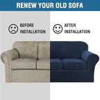 H.VERSAILTEX High Stretch Sofa Slipcover 4 Piece Cover Velvet Furniture - Image 7