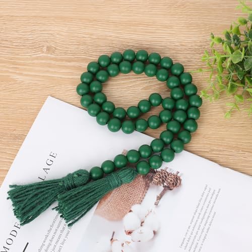 RAMIRABI Wood Beads Garland with Tassels, 39in Decorative Beads Home Decor - Image 4