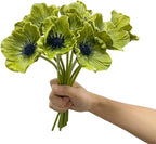 Rikyo 10 pcs Green Artificial Flowers Poppy Flowers, 11" Faux Flower Stems - Image 2