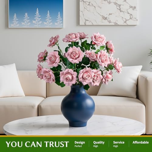 Artificial Flowers Artificial Roses Fake Roses 23.2In 20PCS Long Stem Artificial Flowers for Tall Vase Silk Rose Suitable for Indoor Wedding Party Decor Valentine's Day DIY Bouquet Spring,Pink - Image 5