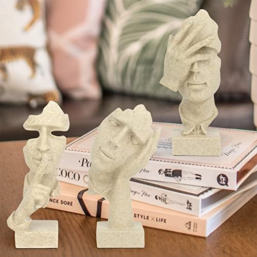 prosfalt 3 Pcs Thinker Statue, Silence is Gold Abstract Art Figurine - Image 2