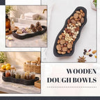 Nuogo 14 Inch Wooden Wavy Edge Dough Bowl Supplies, Black - Image 4