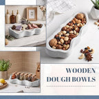 Nuogo 16 Inch Wooden Wavy Edge Dough Bowl Supplies, Grey - Image 3