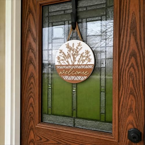 3D Wooden Welcome Sign for Front Door, Boho Rustic Round Door Hanger, Modern Farmhouse Wall Decor, Housewarming Gift for New Home, Porch & Fence Decoration for Spring, Summer, Fall and All Seasons - Image 5
