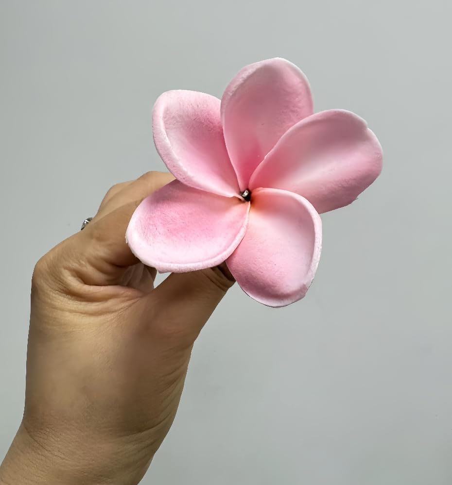 10 pcs Pink Hawaiian Plumeria Flowers Artificial -1.5inch Stems - Image 4