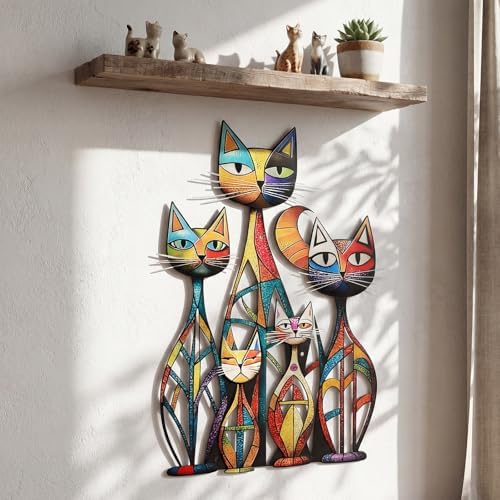 Wesiti Metal Cat Wall Art Decor Signs Colorful Mid Century 10.6x15.7 - Image 5