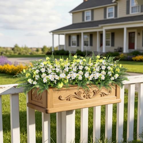 RECUTMS Artificial Flowers for Outdoors,White Yellow Fake Flowers Plants - Image 6