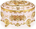 Hipiwe Vintage Metal Jewelry Box - Oval Trinket Organizer Ring Box Case by Hipiwe