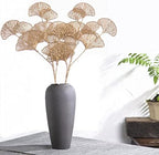 Christmas Artificial Plants Decoration 26" Tall, CATTREE Fake Plastic Golden Apricot Leaves Simulation Ginkgo Leaf Grass for Wedding Party Indoor DIY Home Office Table Centerpieces Decor Gold - 2 Pack - Image 2